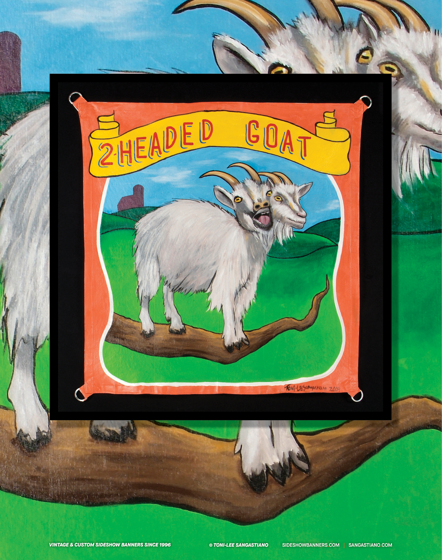 2-Headed Goat Sideshow Banner Poster 11 x 14 Inch