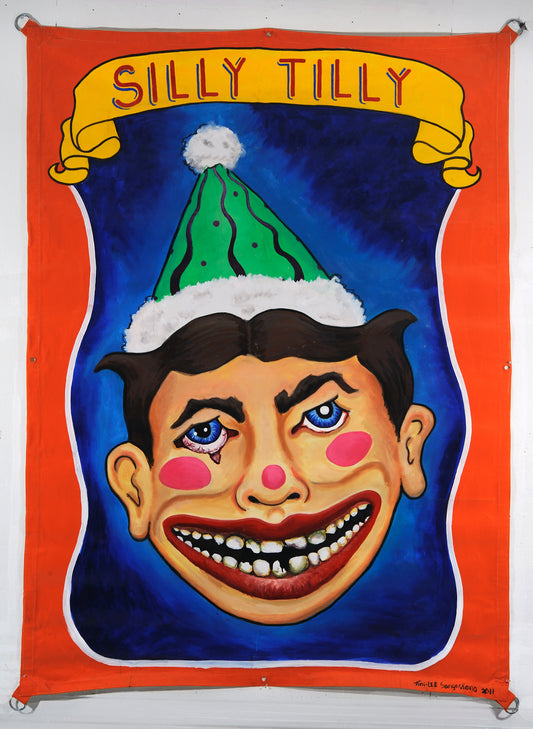 Silly Tilly Creepy Sideshow Banner. 5ft x 7ft. Hand-painted.