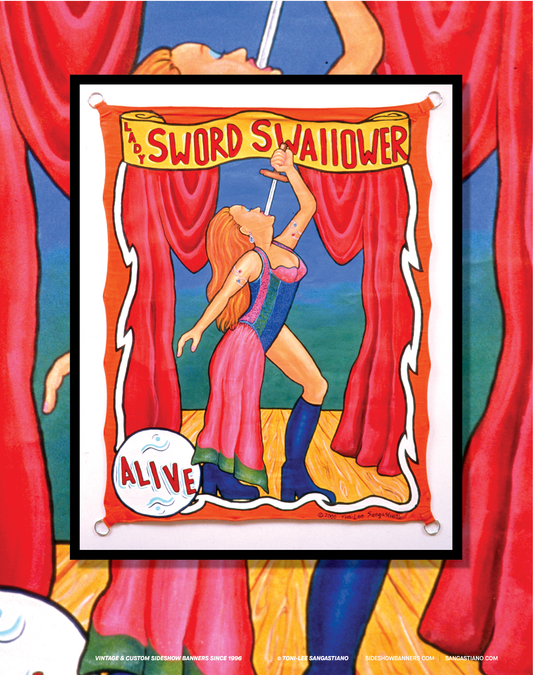 Lady Sword Swallower Sideshow Banner Poster 11 x 14 Inch