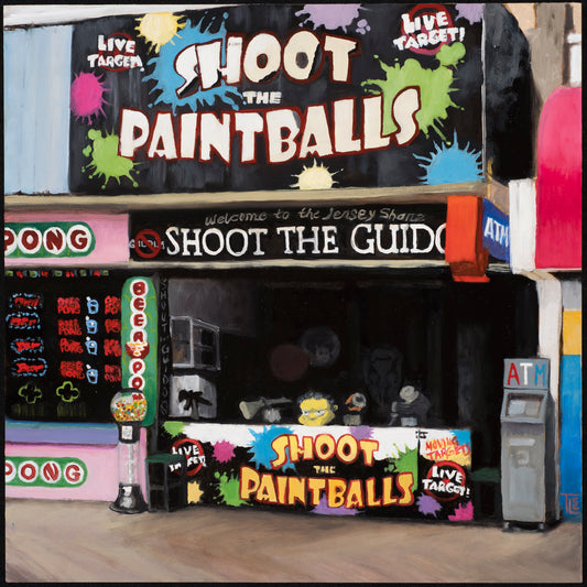 Shoot the Guido, Seaside Heights, NJ. Oil painting on panel. 12 x 12 x 2 inches.